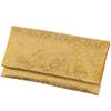 Buddhist Prayer Bead Pouch, Bifold, Unisex, Kyoto Damask, Paper Box, Gift, Made In Japan, Small Chrysanthemum and Chinese Flower Pattern, Gold,