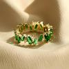 UILZ Emerald Zircon Retro Ring: Light Luxury, Trendy & Elegant Palace Style for Women