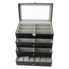 Glasses Display Case Carbon Fibre Grey Liner 4 Tiers 27 Slots Sunglass Glasses Storage Holder Box for Home