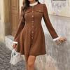 High-end Long-sleeved Dress for Women's Autumn and Winter A New Style of Short Skirt with A Patchwork Base