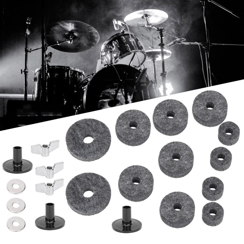 42pcs Non-Slip Drum Felt Pad Kit Grey+Silver+Black Musical Instrument Accessories For Drum Set