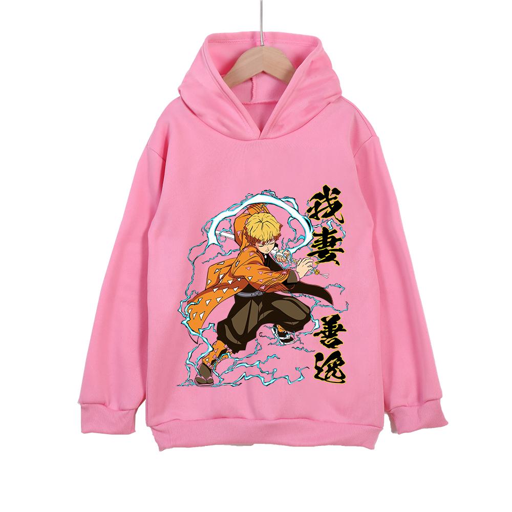 Demon Slayer Zenitsu Anime Polyester Hoodie for Kids 3-12 Boys Girls Unisex Pullover Sweatshirt Cosplay Costume