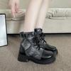 Женская обувь Женские ботинки с перекрестной шнуровкой Модные повседневные ботинки с пряжкой на ремне Новые женские ботильоны с круглым носком Туфли на толстой подошве