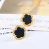 Plant Flowers Geometric Five Leaf Petals Women Luxury Earrings Shiny Clover Bridal Lovely Gift