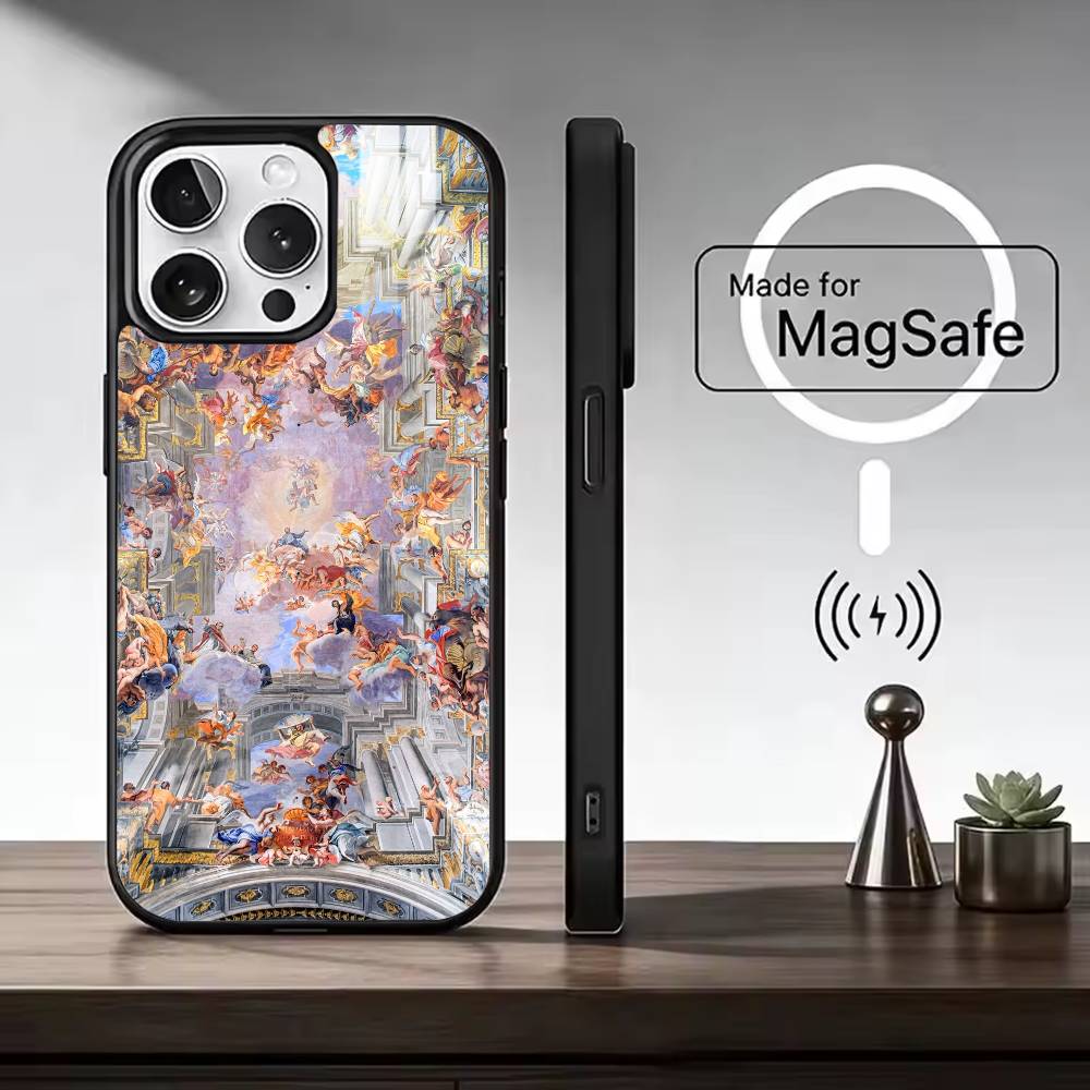 R-Искусство эпохи Возрождения Картина Для чехла телефона Magsafe для серий iPhone 17 16 15 14 13 12 11 Беспроводная зарядка