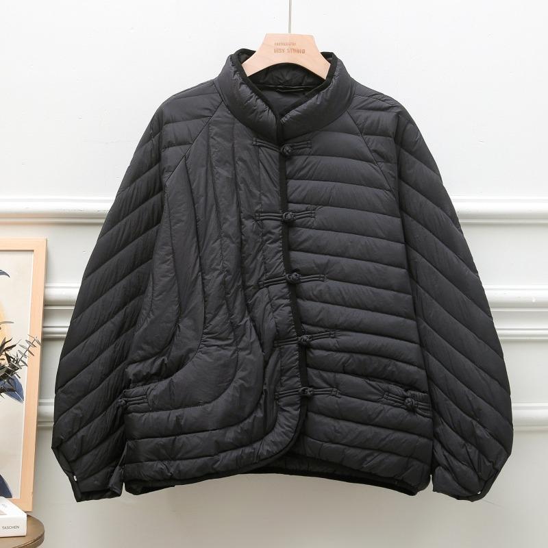 Осень и Зима Женская Ультралегкая Куртка из Белого Утиного Пуха Оверсайз Свободного Покроя Повседневная Короткая Куртка Пуховик Винтажные Женские Парки