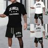 2025 Summer New Men's Casual Sports Set 3d Printed Summer Letter Fashion Breathable Fresh Clothing Men's Crew-neck T-shirt