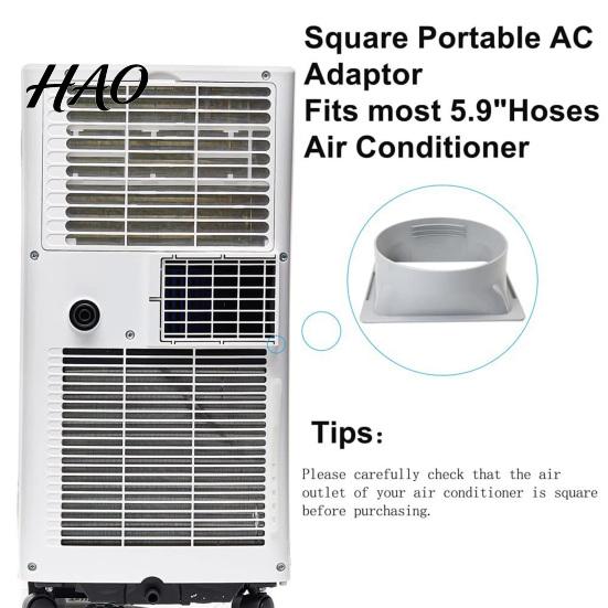 Universal Portable AC Connector 5.9 Inch Exhaust Hose Adapter Square to Easy Install Round Vent for Mobile Air Conditioner, Replacement Coupler