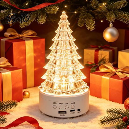 Bedroom Mood Lighting Crystal-Like Christmas Tree Light, Wireless Music Player LED Table Centerpiece Desktop Atmosphere Light for Living Room Holiday