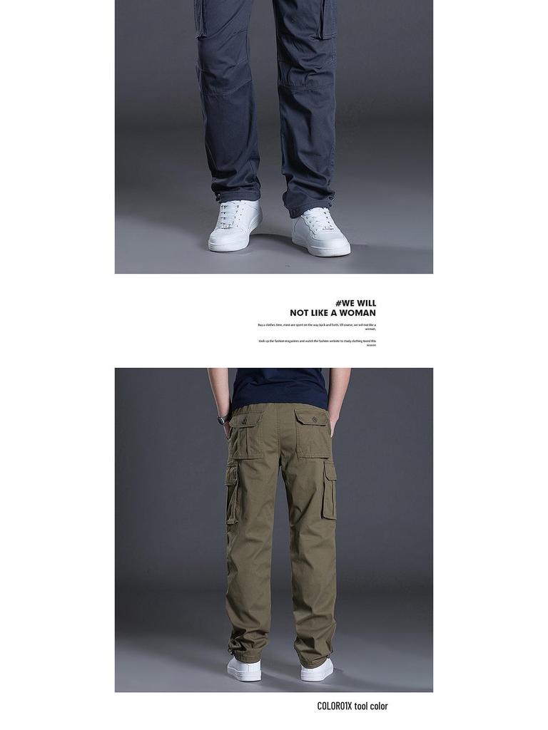 Men's Multi-Pocket Cargo Pants for Summer, Spring, and Autumn - Loose, Straight-Leg Casual Trousers