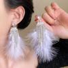 Серебряные серьги-кисточки с перьями и цирконами: Легкая роскошная мода с нишевым, элегантным дизайном для женщин
