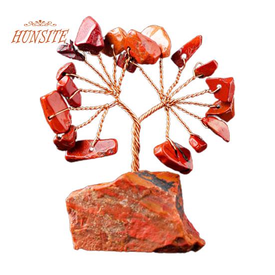 Красочный орнамент из натурального камня с основанием, денежное дерево с положительной целебной энергией