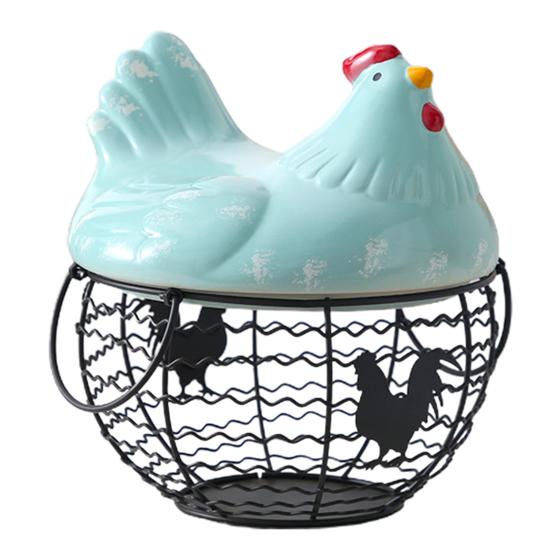 Корзина для хранения яиц с ручкой Большая вместительная нержавеющая, устойчивая к коррозии корзина для сбора яиц с полыми отверстиями