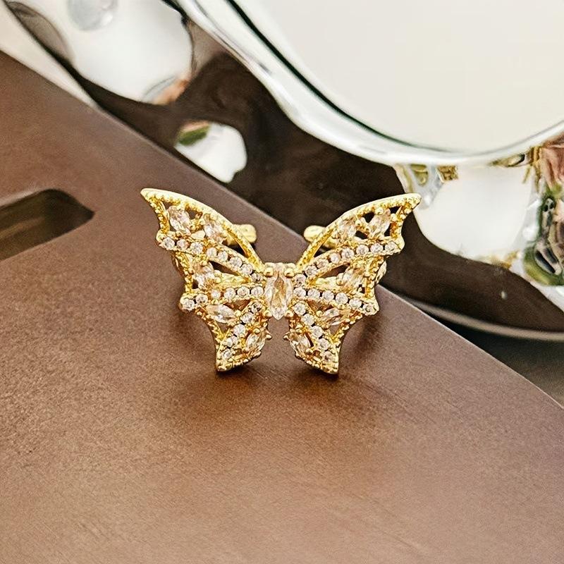 Средневековая Роскошь Высококлассное Ажурное Кольцо Открытое Кольцо Бабочка Женственность Нишевый Дизайн Ретро Кольцо