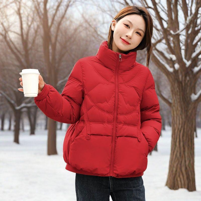 Стильная и утягивающая куртка из хлопкового пуха для миниатюрных женщин, легкая и теплая, воротник-стойка