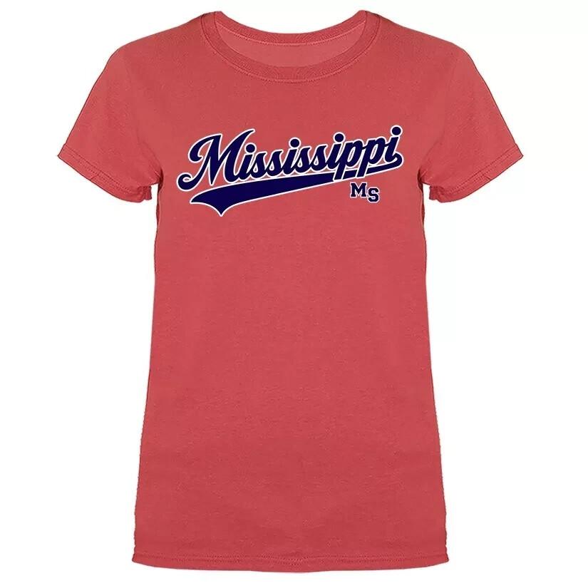 State of Mississippi Swoosh Women039s T-shirt