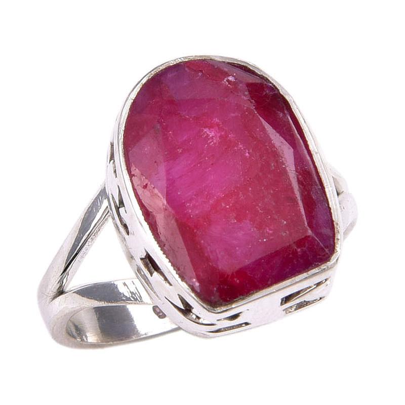 Red Ruby(Simulated) Gemstone Handmade 925 Sterling Silver Gift Ring S.7.5 m3N67