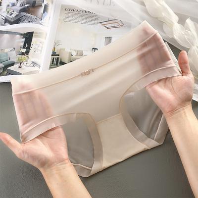 Женское бесшовное хипстерское невидимое эластичное нижнее белье из ледяного шелка, нижнее белье-бикини, трусики