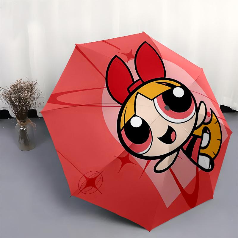 Powerpuff Girls, Blossom- Automatic Opening and Closing, 8-rib Structure Portable Umbrella, Suitable for Men and Women in All Seasons - Perf