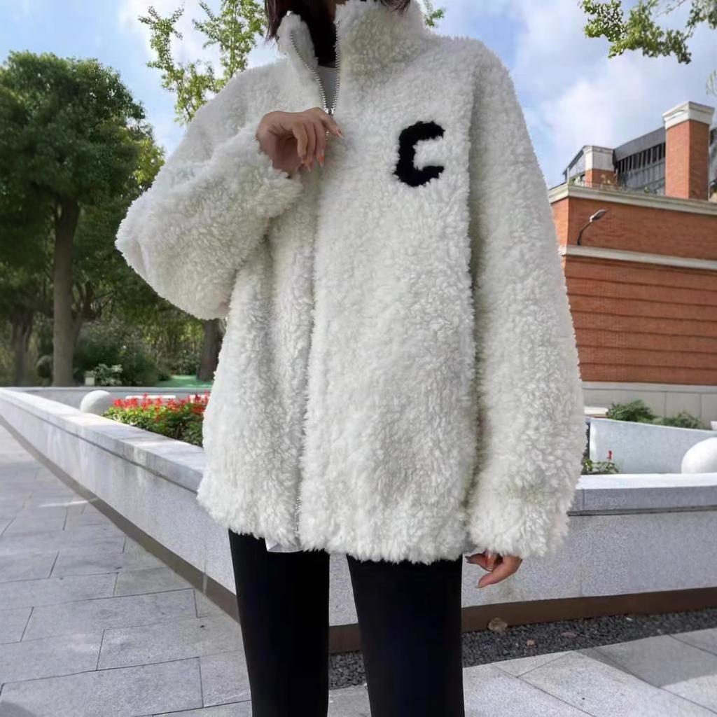 Cardigan Sweater Outdoor Sports Double-sided Velvet Stand-up Collar Jacket Trendy Brand Fleece Clothes Women's Autumn and Winter Windproof Warm Fleece
