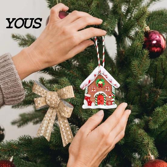Винтажные ornaments-конфетные домики 24/36 шт., Рождественские ornaments-пряничные домики, Деревянное украшение для елки с веревкой, DIY, Новогодние украшения для вечеринки, Подвесные