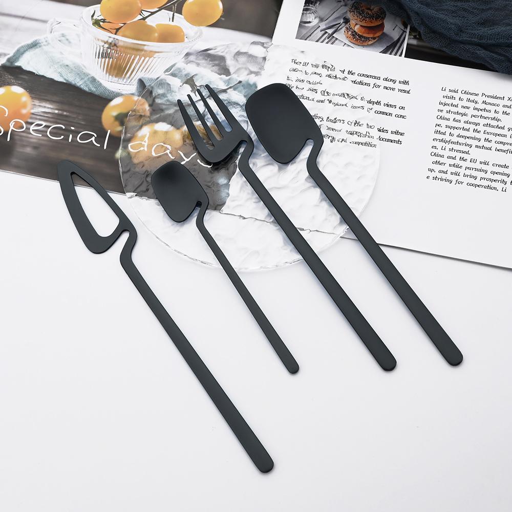 Набор столовых приборов из 24 предметов черного цвета, набор столовых приборов из нержавеющей стали 18/10, вилка, нож, ложка, набор столовых приборов, подарочная коробка, можно мыть в посудомоечной машине