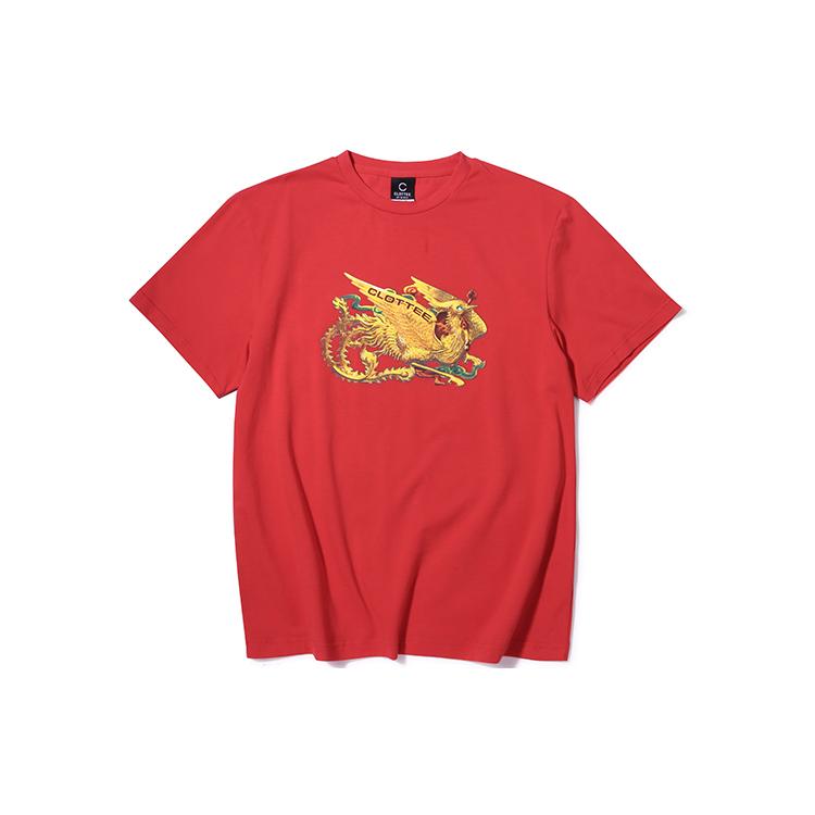 CLOT T-Shirts Unisex Red Crew Neck Moderate Straight Fit CTTE20SP1002-RD