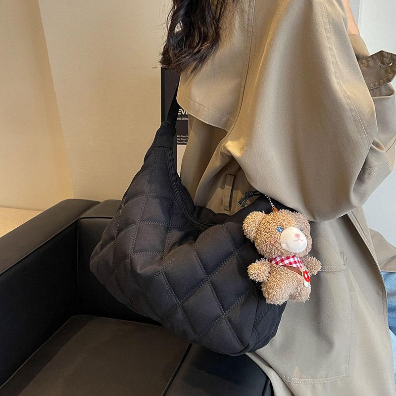 Autumn and Winter Canvas Bag Women's Bag 2025 New Super Fashionable Korean Large-capacity Tote Bag Diamond Versatile Messenger Bag