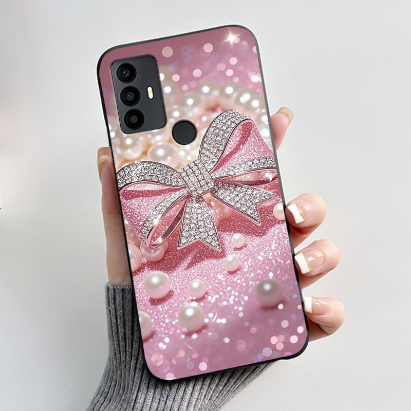 Cute Case For TCL 30 SE Protective Cover For TCL 30E Funda For TCL 306 305 Printing Shell Soft Silicone Cartoon Black Casing