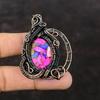 Натуральный Kingman Розовый Георгин Бирюзовый Кулон Медная Проволока Обернутый Драгоценный Камень Кулон Стильный Кулон Медные Ювелирные Изделия Для Подарка Кулон Ручной Работы