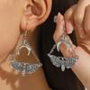 Trendy Dark Gothic Chain Moth Crescent Moon Earrings For Women