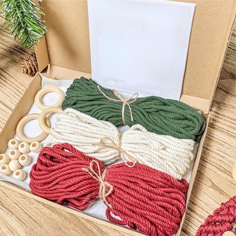 3pcs Woven Hand-Woven Cotton Rope Tapestry Christmas Tree Hanging DIY Kit Christmas Craft Gift Kit Very Suitable For Family Friends Holiday Gift