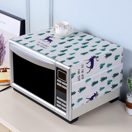 Складная пылезащитная крышка для микроволновой печи с боковым карманом, хлопок, лен, удобная сенсорная верхняя крышка для микроволновой печи, товары для дома