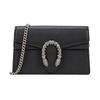 Сумка через плечо Dionysus с пряжкой в виде головы тигра, на цепочке, из кожи, мини, женская, черная 476432-CAOGN-8176