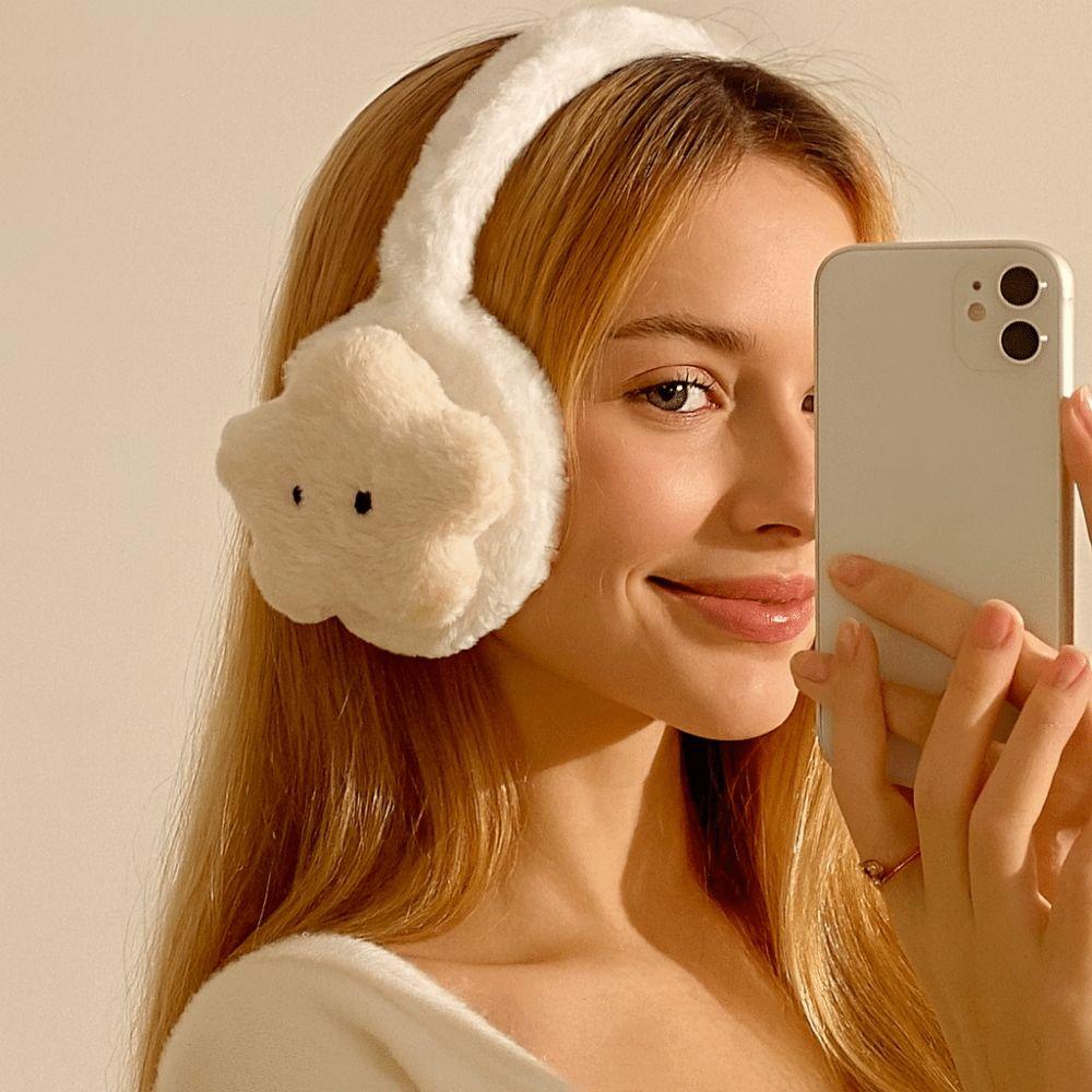 Cat Shaped Plush Ear Cover Cute Star Design Cat Earmuffs Ear Protection Accessories Student