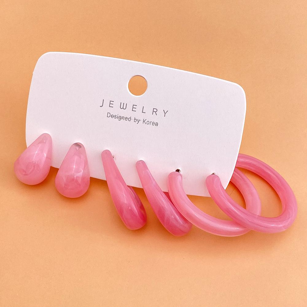 Модные акриловые серьги-кольца из смолы, комплект гладких блестящих зеленых красочных женских ретро-ювелирных изделий