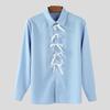 INCERUN Men Lapel Long Sleeve Front Bow Knot Back Twisted Casual Shirts