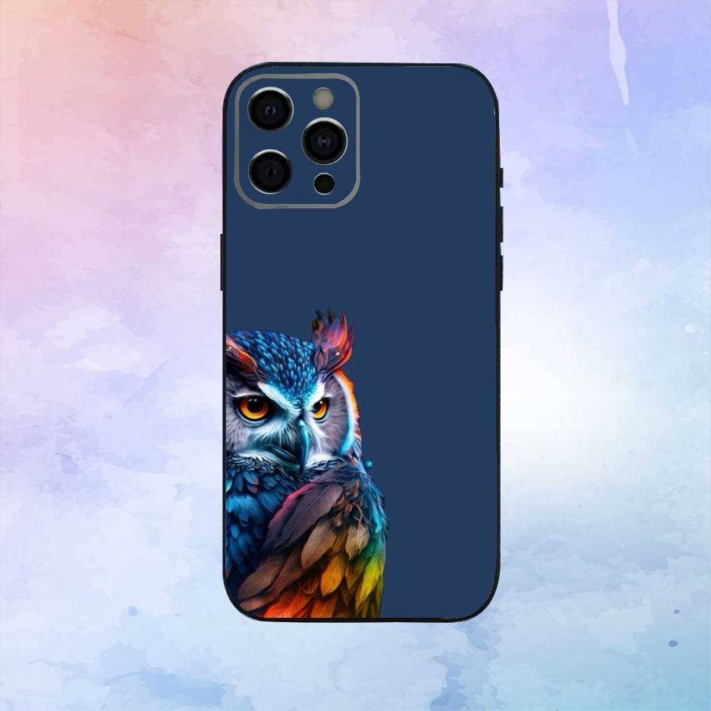 Милый Чехол для Телефона с Совой Для iPhone17,16,15,14,13,12,11 Plus,Pro Max Мягкий Черный Чехол