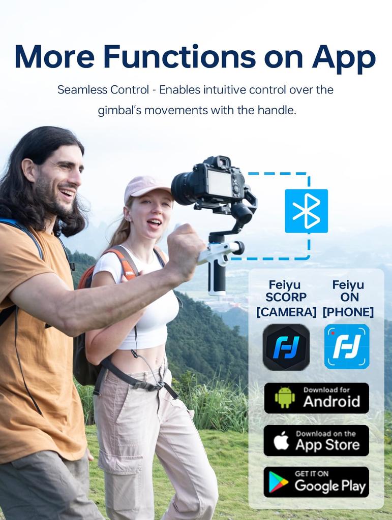 FeiyuTech SCORP Mini 2 Kit Camera Stabilizer Handheld Gimbal для беззеркальных цифровых зеркальных камер A7III Canon R6 Nikon Z30 Fujifilm GoPro Smartphone AI Tracker