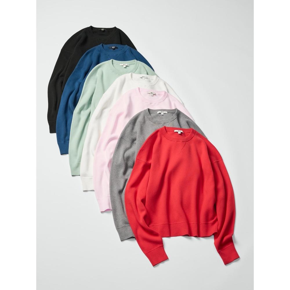 Uniqlo Японский гладкий хлопковый свитер с круглым вырезом