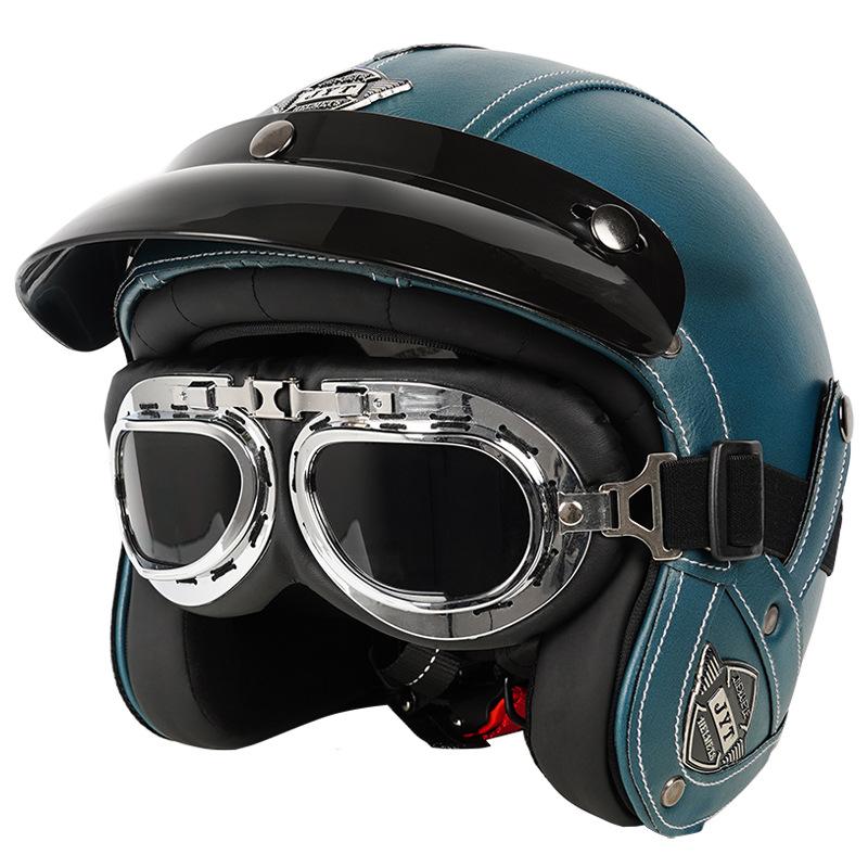 3C Certified Retro Harley Prince Cruising Motorcycle Helmet Leather Helmet For Men And Women All Season Motorcycle Electric Vehicle 3/4/5