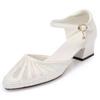 Fashion Black Footwear with Medium Heels for Office Work  Summer 2024 Sandals Women Diamond White Ladies Shoes Rhinestones Buckles H Vip
