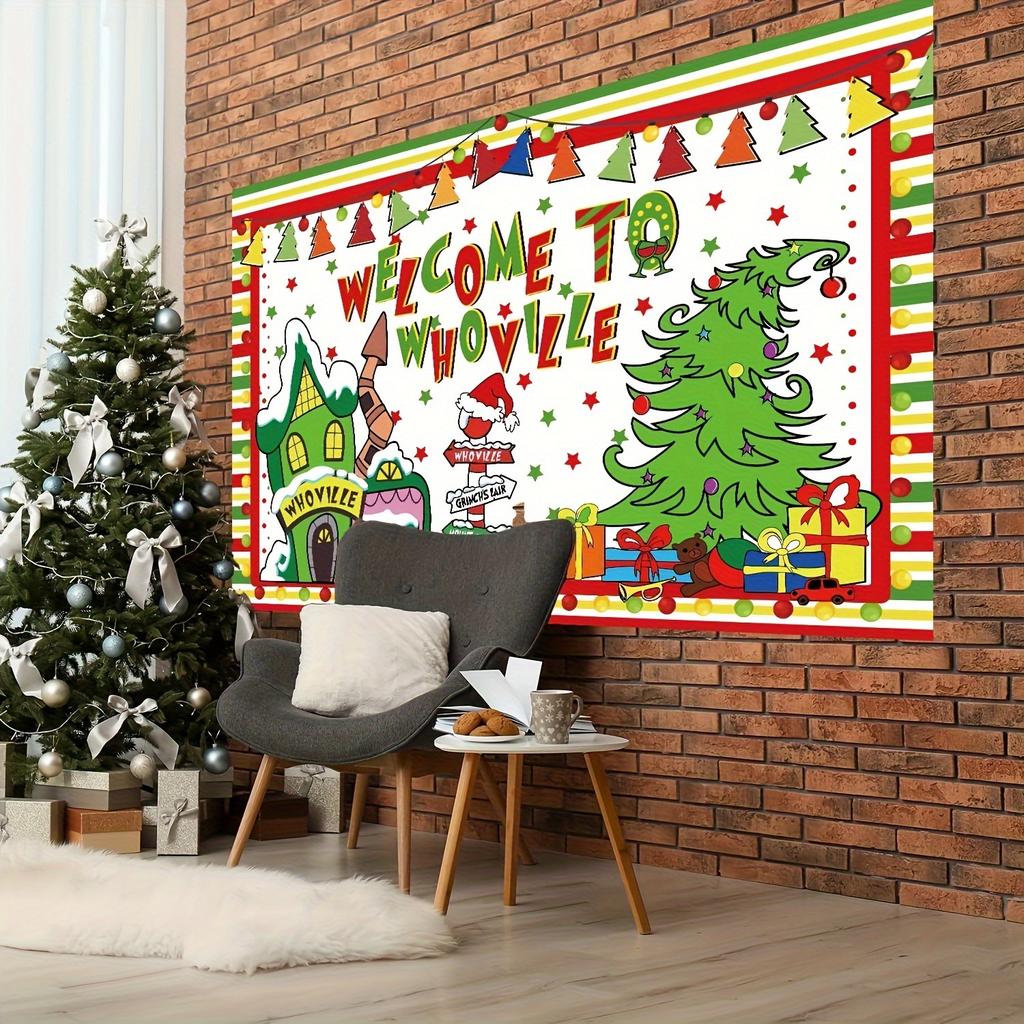 Christmas Backdrop Whoville Christmas Backdrop Christmas Decor Welcome to Whovilve Backdrop Merry Christmas Backdrop Xmas Backdr