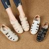 Summer Women's Large Size Leather Sandals Breathable Closed-toe Sandals Casual Shoes Sports Sandals