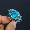 Tibetan Turquoise Gemstone Copper Wire Wrapped Handmade Jewelry Ring For Her