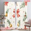 2pcs,2D Plane Printing Window Curtain Christmas Bells Holly Berries Baubles (3) Durable Polyester (without Rod) Decorations