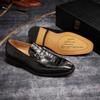 Formal Men's Oxford Shoes Pointed Toe Wedding Shoes Metal Buckle Genuine Leather Crocodile Pattern Men's Business Dress Shoes