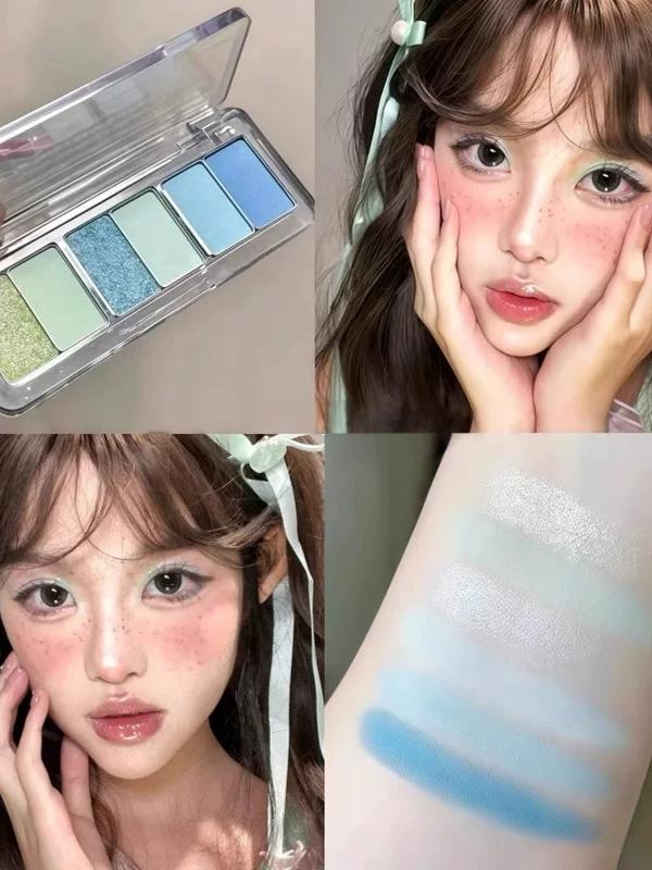Summer Ice Is Blue and Green! Cool Series Eye Shadow Plate 2025 New Arrival Matte Shimmer Thin and Glittering Earth Color Eye Makeup for Women