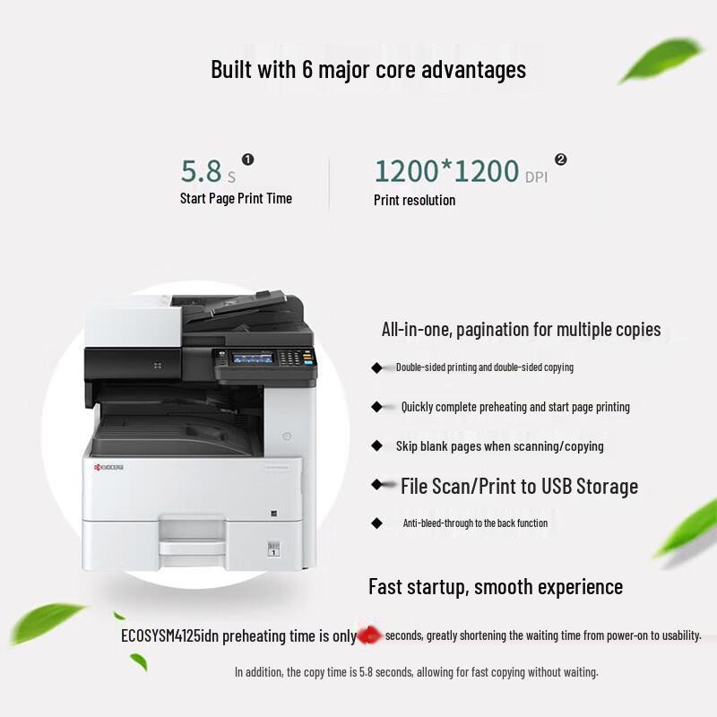 Kyocera M4125idn A3 B&W Laser MFP CN plug (adapter included)