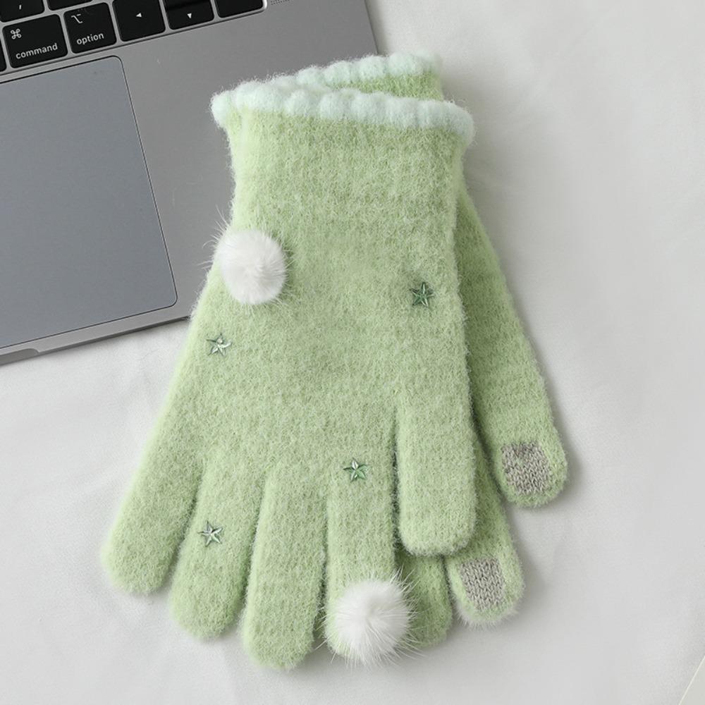 Korean Style Full Fingers Mittens Touch-screen Girls Winter Gloves Warm Knitted Gloves Cycling
